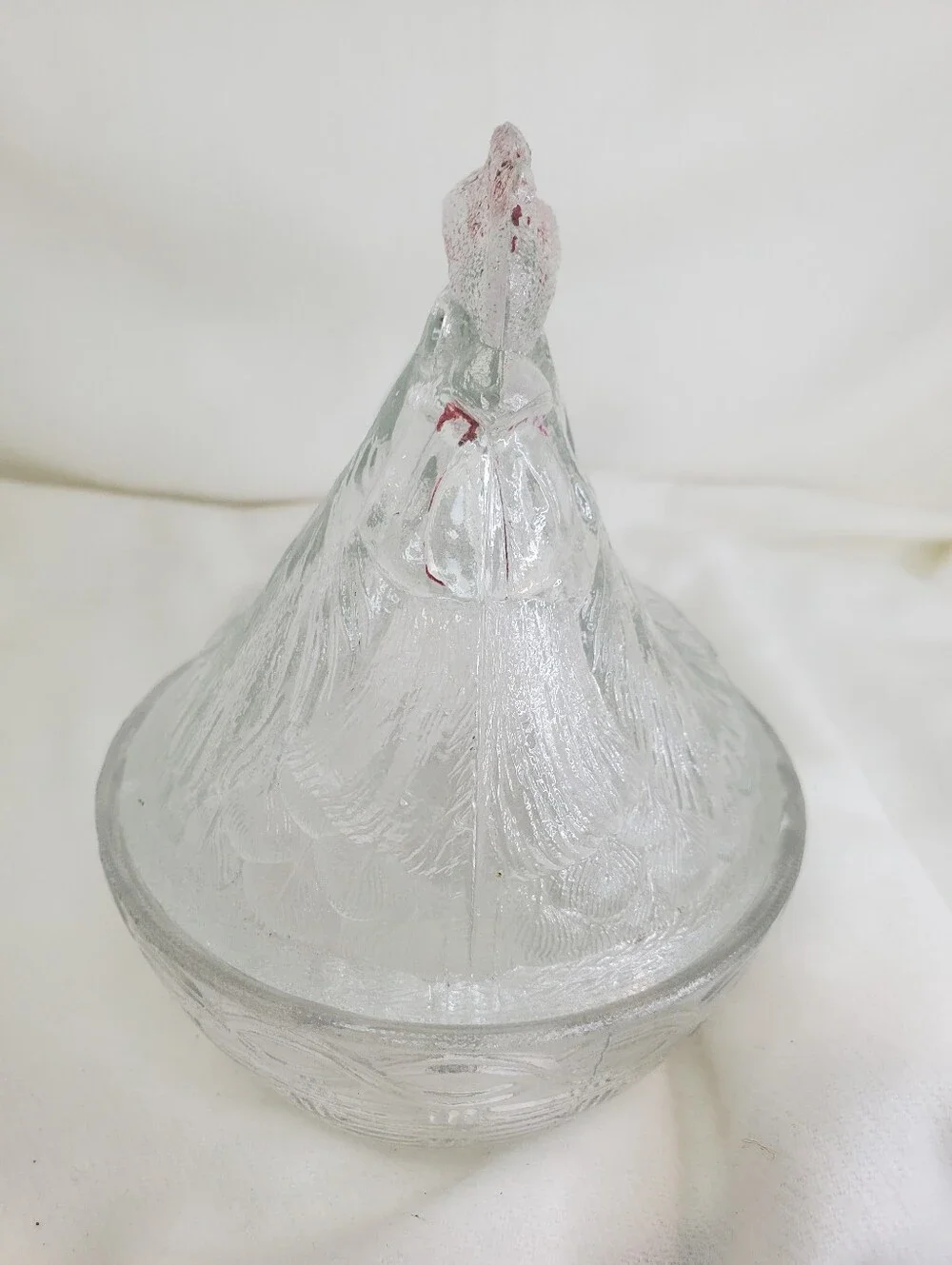 Westmoreland 1950s Glass Rooster on Nest Dish.